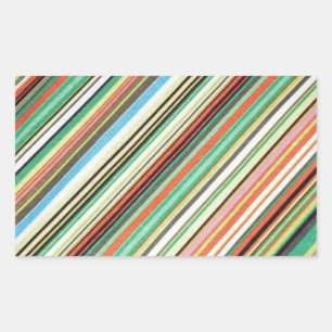 Diagonal Stripe Colourful Cloth Pattern Rectangular Sticker