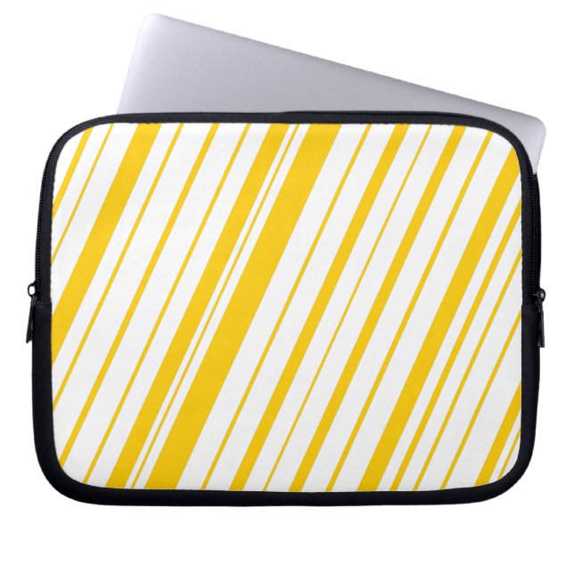 Diagonal Stripe ~ Gold Laptop Sleeve (Front)