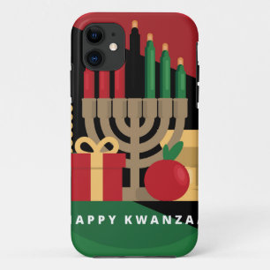 diagonal stripe Happy Kwanzaa iPhone 11 Case