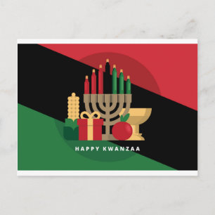 diagonal stripe Happy Kwanzaa Postcard