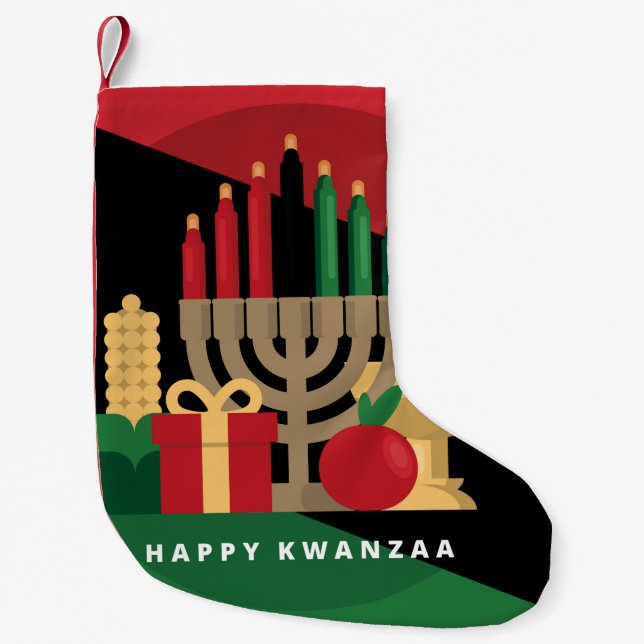 diagonal stripe Happy Kwanzaa stocking (Front)