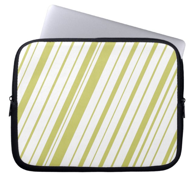 Diagonal Stripe ~ Khaki Laptop Sleeve (Front)