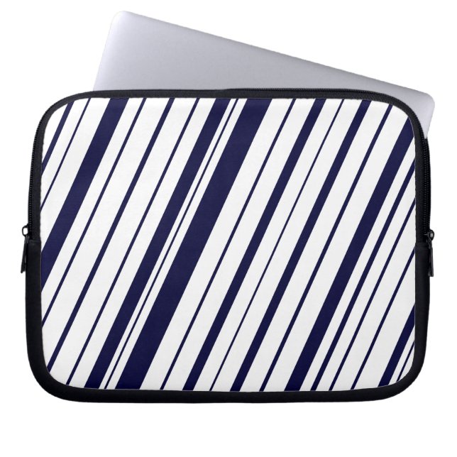 Diagonal Stripe ~ Midnight Blue Laptop Sleeve (Front)