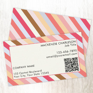Diagonal Stripe Modern QR Code Business Card