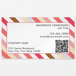Diagonal Stripe Modern QR Code Magnetic Business Card