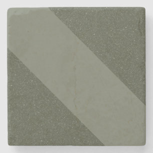 Diagonal Stripe Moss Green Stone Coaster