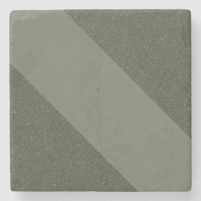 Diagonal Stripe Moss Green Stone Coaster (Front)