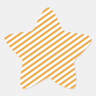 Diagonal Stripe Orange Pattern Star Sticker
