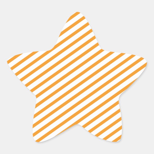 Diagonal Stripe Orange Pattern Star Sticker (Front)