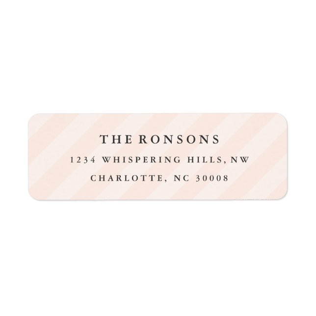 Diagonal Stripe Pink Pattern Girly Return Address Label (Front)