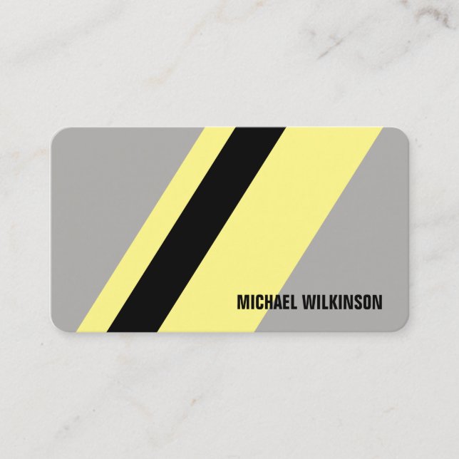Diagonal stripe ribbon colour theme cover grey business card (Front)