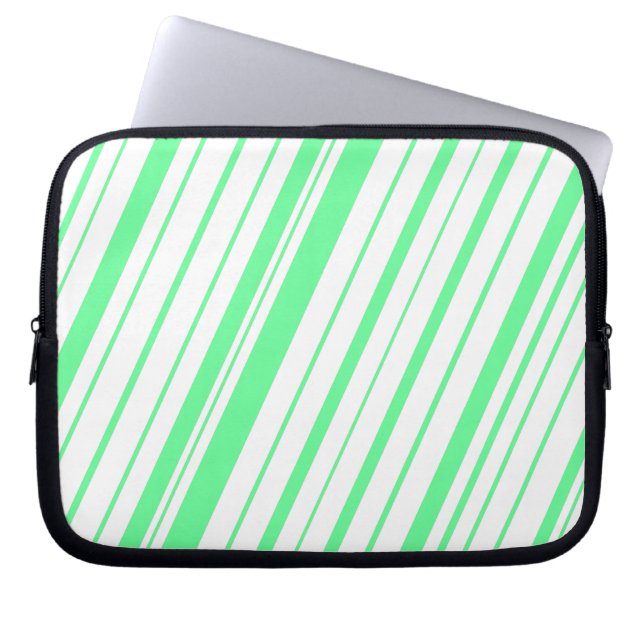 Diagonal Stripe ~ Sea Foam Green Laptop Sleeve (Front)