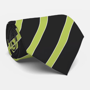 Diagonal striped acid green on black modern tie