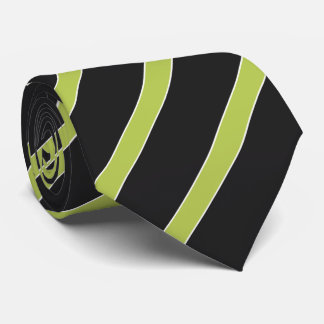 Diagonal striped acid green on black modern tie