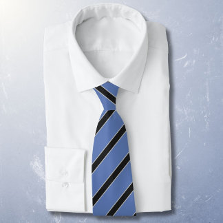 Diagonal striped black on blue classic tie
