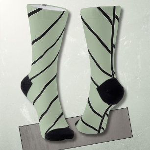 Diagonal striped black on green classic socks