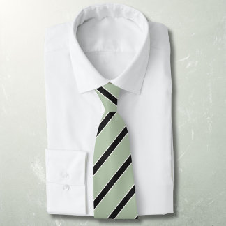 Diagonal striped black on green classic tie
