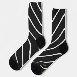 Diagonal striped white on black classic socks