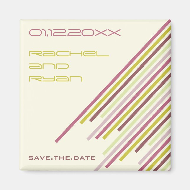Diagonal Stripes | 02 * Purple Dream | Save Date Magnet (Front)