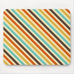 Diagonal Stripes 4 Retro Colours Blue Yellow Red Mouse Pad
