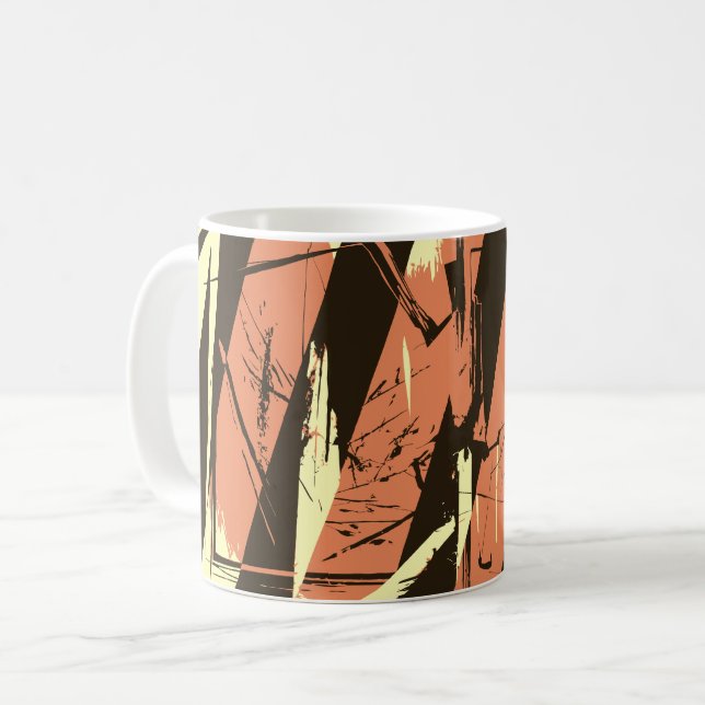 Diagonal Stripes and Fragmented Shapes Coffee Mug (Front Left)