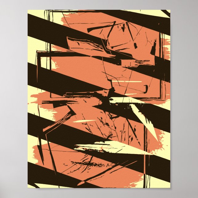 Diagonal Stripes and Fragmented Shapes Poster (Front)