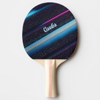 diagonal stripes and points pattern black, blue ping pong paddle