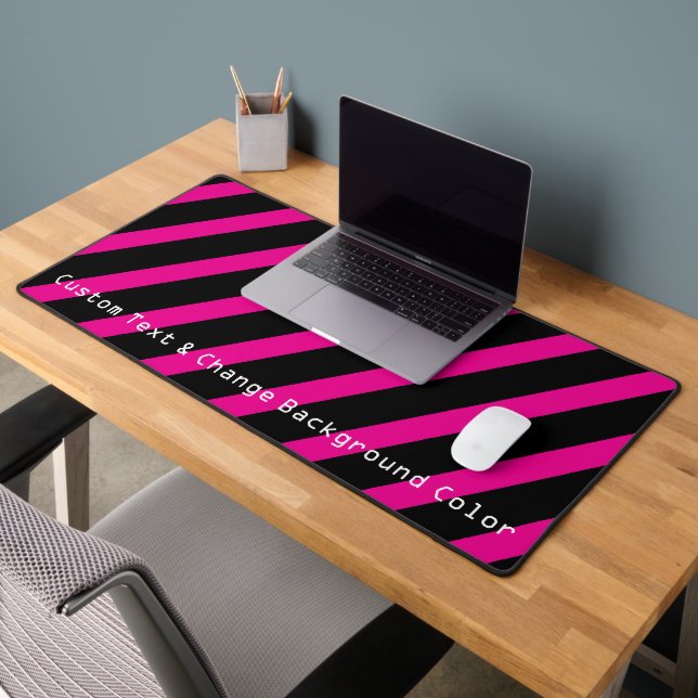 Diagonal Stripes and Technology Text Desk Mat (Office 2)