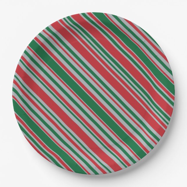 Diagonal stripes background paper plate (Front)