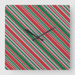 Diagonal stripes background square wall clock