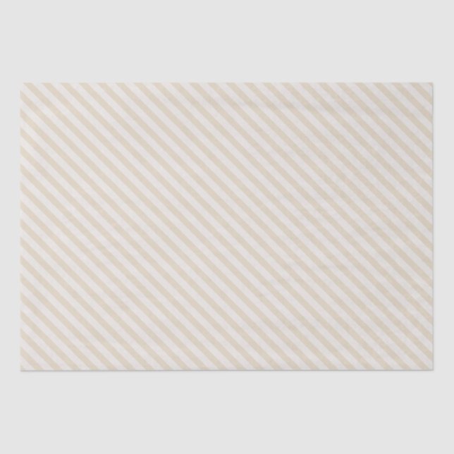 Diagonal Stripes Beige Ivory Tissue Paper (Front)