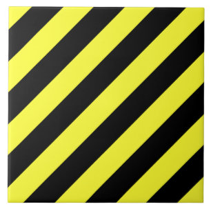 diagonal stripes black and yellow ceramic tile