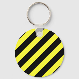 diagonal stripes black and yellow key ring