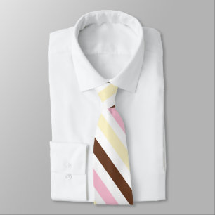 Diagonal Stripes Chocolate Vanilla Strawberry  Tie