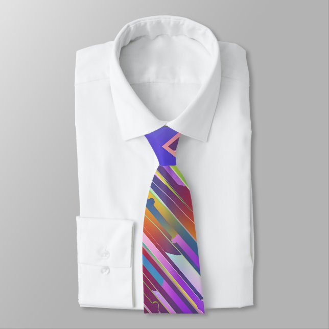 DIAGONAL STRIPES COOL DEBONAIRE NECKTIE TIE (Tied)
