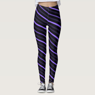 Diagonal Stripes - Deep Purple Leggings