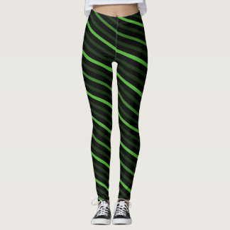 Diagonal Stripes - Green Leggings
