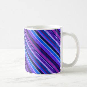 Diagonal stripes in blue and purple coffee mug