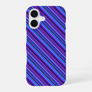 Diagonal stripes in blue and purple iPhone 16 case