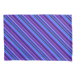 Diagonal stripes in blue and purple pillowcase