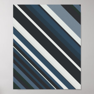 Diagonal Stripes in Muted Tones Poster