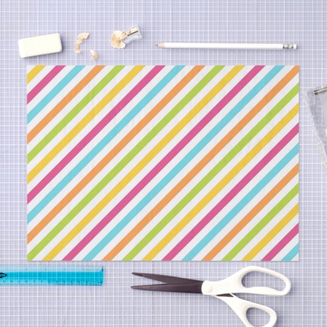 Diagonal stripes in vibrant colors tissue paper (Craft)