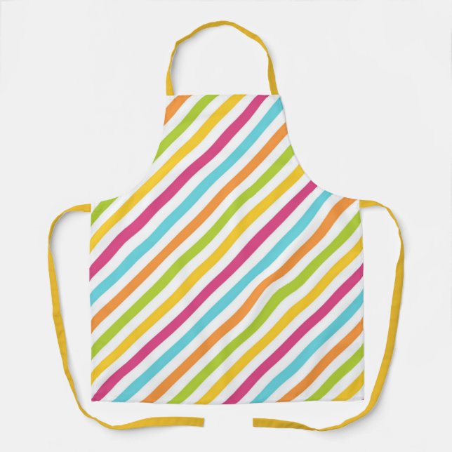 Diagonal stripes in vibrant colours apron (Front)