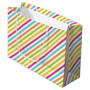 Diagonal stripes in vibrant colours large gift bag