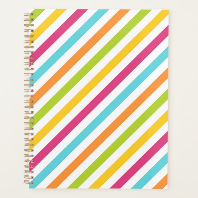 Diagonal stripes in vibrant colours planner (Front)