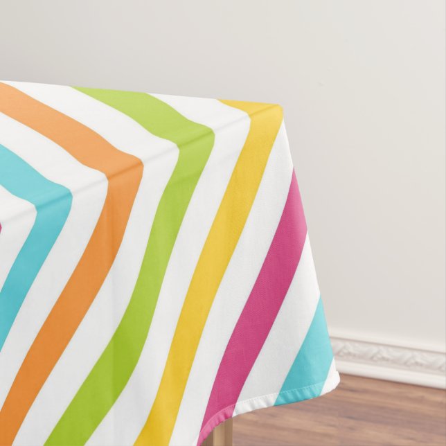 Diagonal stripes in vibrant colours tablecloth (In Situ)