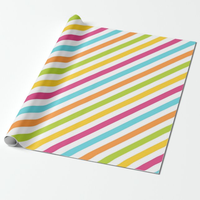 Diagonal stripes in vibrant colours wrapping paper (Unrolled)