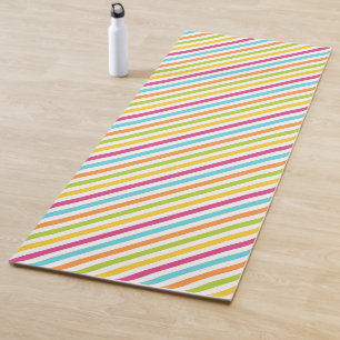 Diagonal stripes in vibrant colours yoga mat