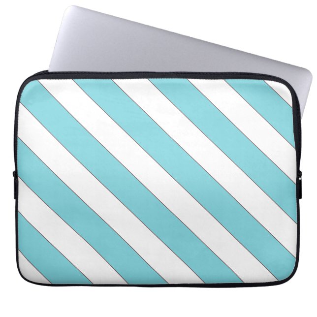 diagonal stripes light blue laptop sleeve (Front)
