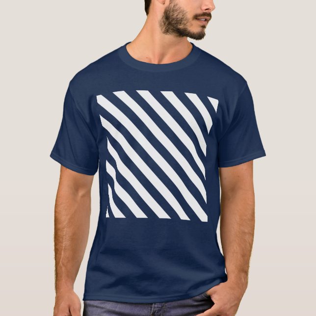 Diagonal Stripes Mono Pattern  T-Shirt (Front)